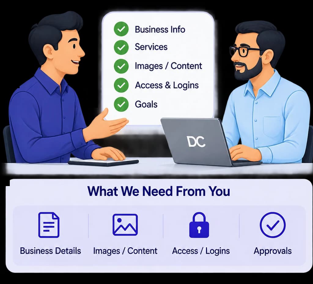 Two people going through a business brief together