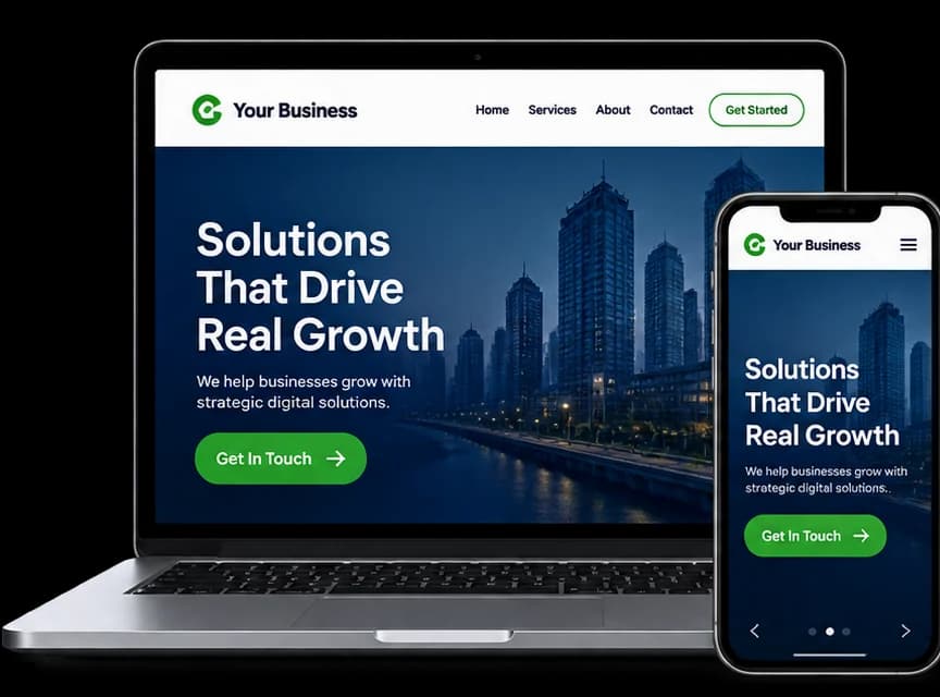 A tailored business website on a laptop and a phone